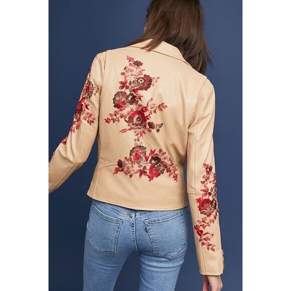 Blank NYC Floral Embroidered Moto Jacket X Small - Picture 2 of 10